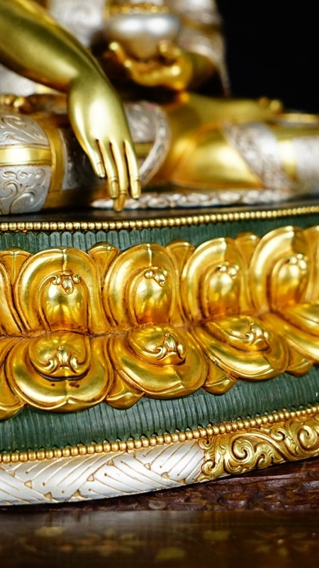 Sacred Tibetan Buddhist Shakyamuni Buddha statue with silver inlay for home shrine, handcrafted Buddha Statue-Art symbolizing wisdom and awakening