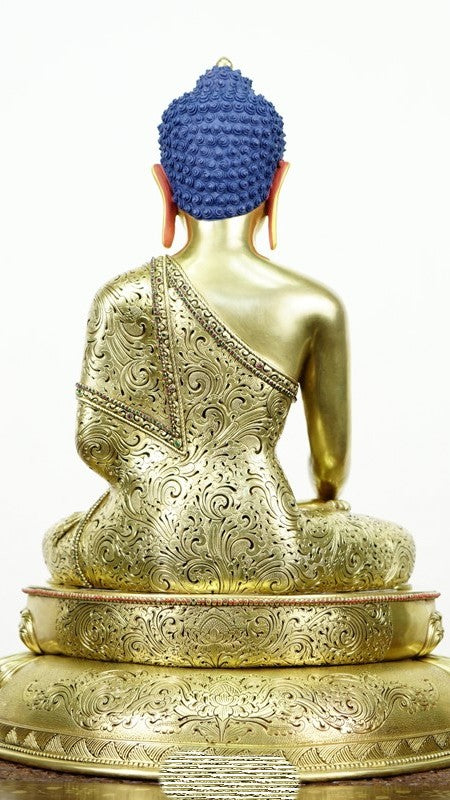 Front view of Shakyamuni Buddha statue, Tibetan Buddhist statues, gilded Buddha Statue-Art