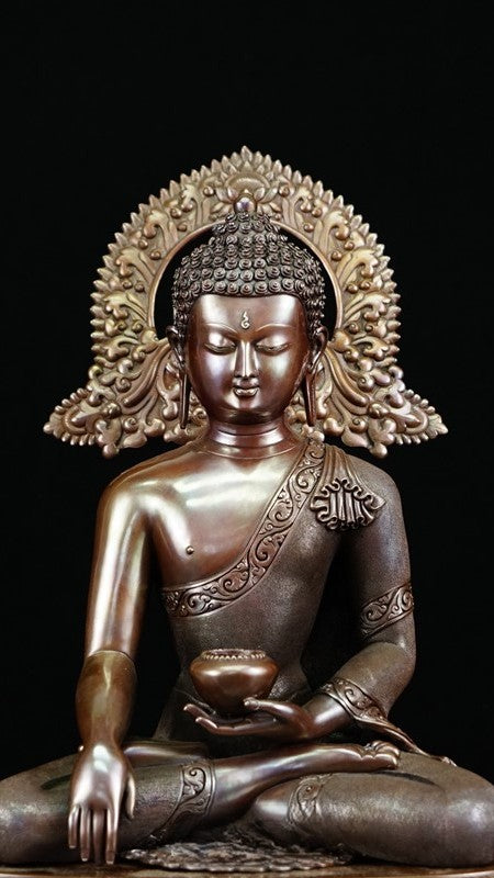 Alt Text: "Copper Shakyamuni Buddha Statue, Handcrafted with Mineral Paint, Tibetan Buddhist Art for Meditation, Serenity, and Positive Energy in Your Home."