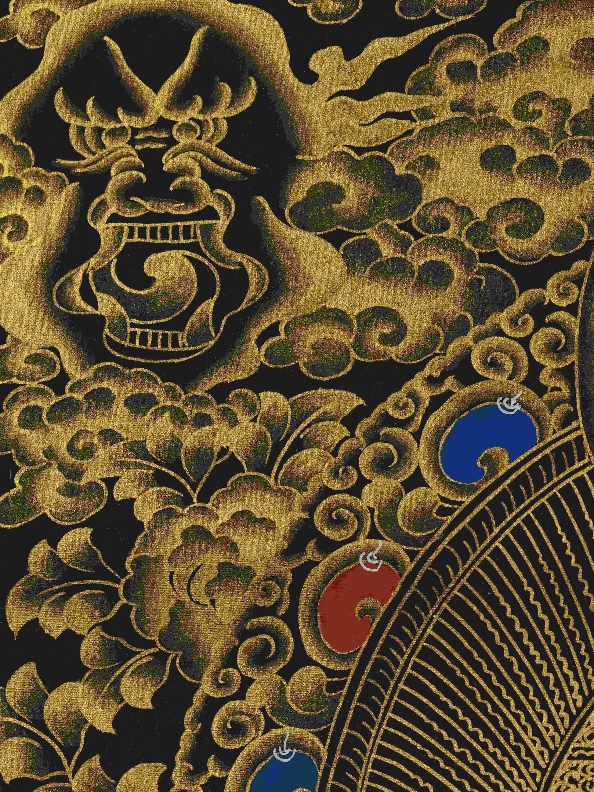 Black and Gold Tibetan Thangka Painting of Shakyamuni Buddha – handcrafted Buddhist thangka art.