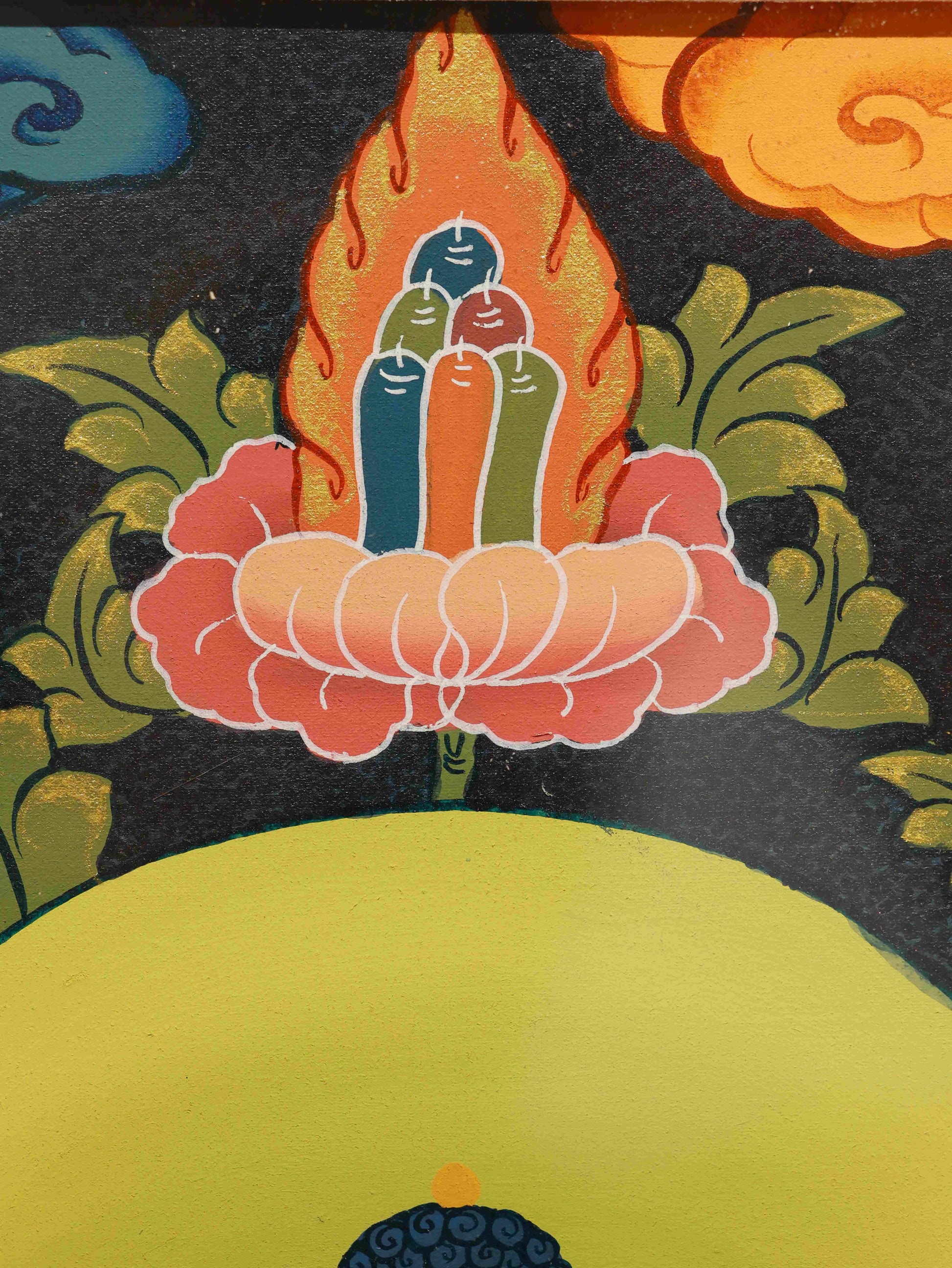 Tibetan hand-painted Thangka of Shakyamuni, ideal for home or shrine space.