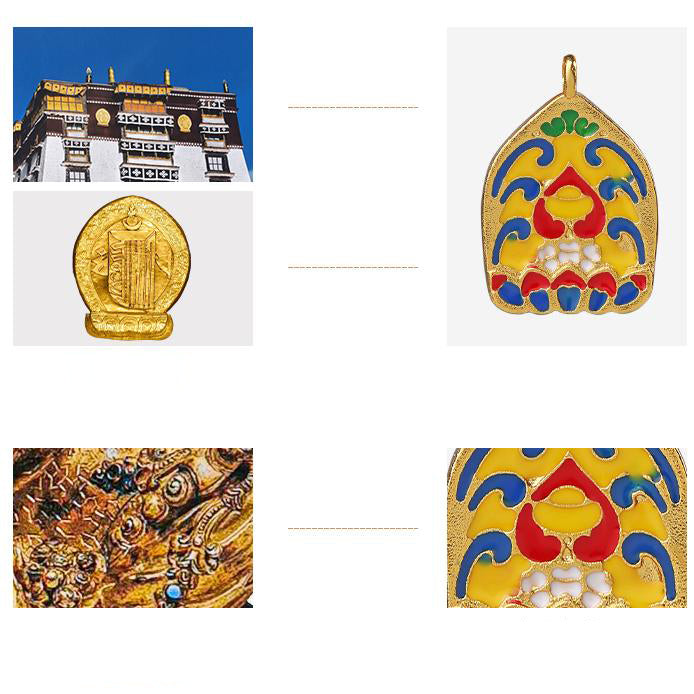 Adjustable Tibetan-Buddhist handmade glass bracelet with Sherpa charm and copper accent