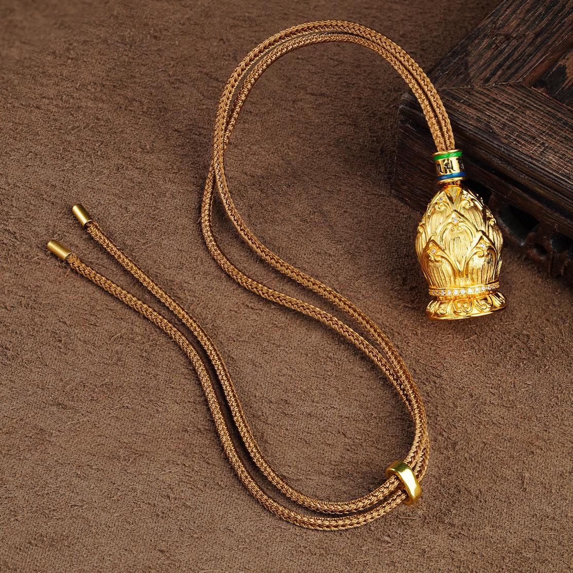 Tibetan Buddhist lotus pendant necklace combining artistry, faith, and elegance.
