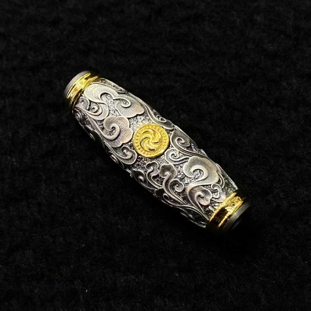 S925 handcrafted Snow Lion cloud bead pendant with Tibetan cultural details