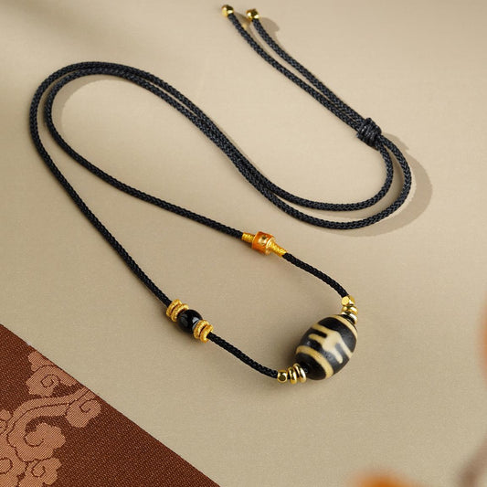 Handcrafted Tibetan Bottle Dzi Bead Pendant – Agate amulet for positive energy and good fortune