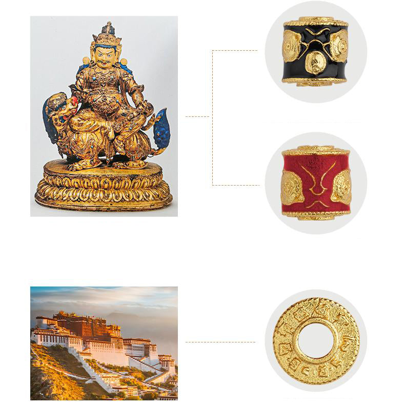 Tibetan Buddhist Bodhi and agate blessing bracelet inspired by traditional thangka artwork.