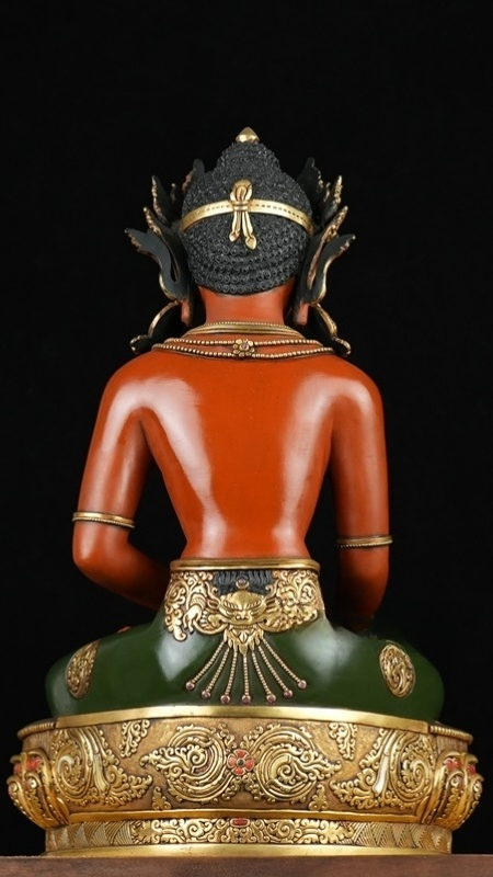 Painted Gilded Shakyamuni Gautama Statue, Traditional Tibetan Buddhist Art Figure