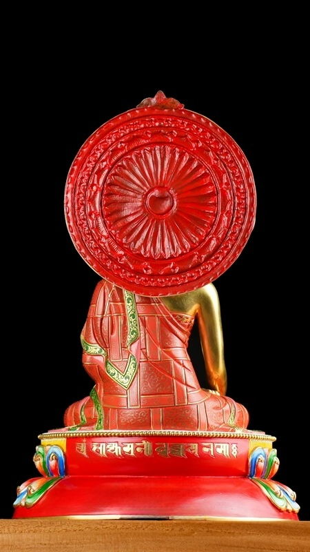 Painted Shakyamuni Buddha Gilt Statue, Mineral Pigments Art, Tibetan Buddhist Statues
