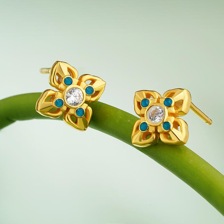 Tibetan Buddhist jewelry earrings blending modern simplicity with ancient spiritual symbolism.