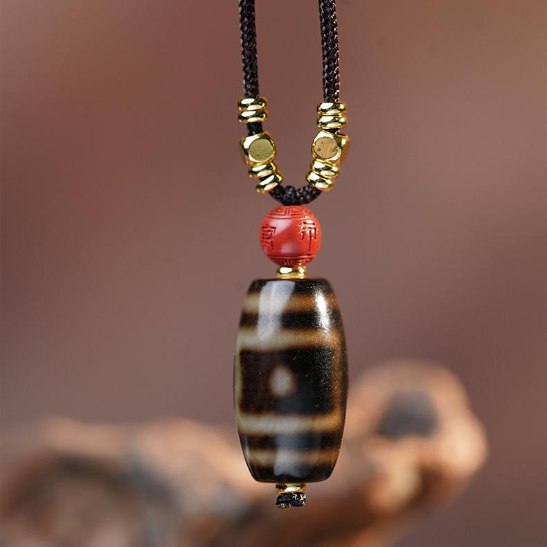 Sun, Moon & Stars Agate Bead Pendant – Tibetan Handmade Necklace for Spiritual Harmony