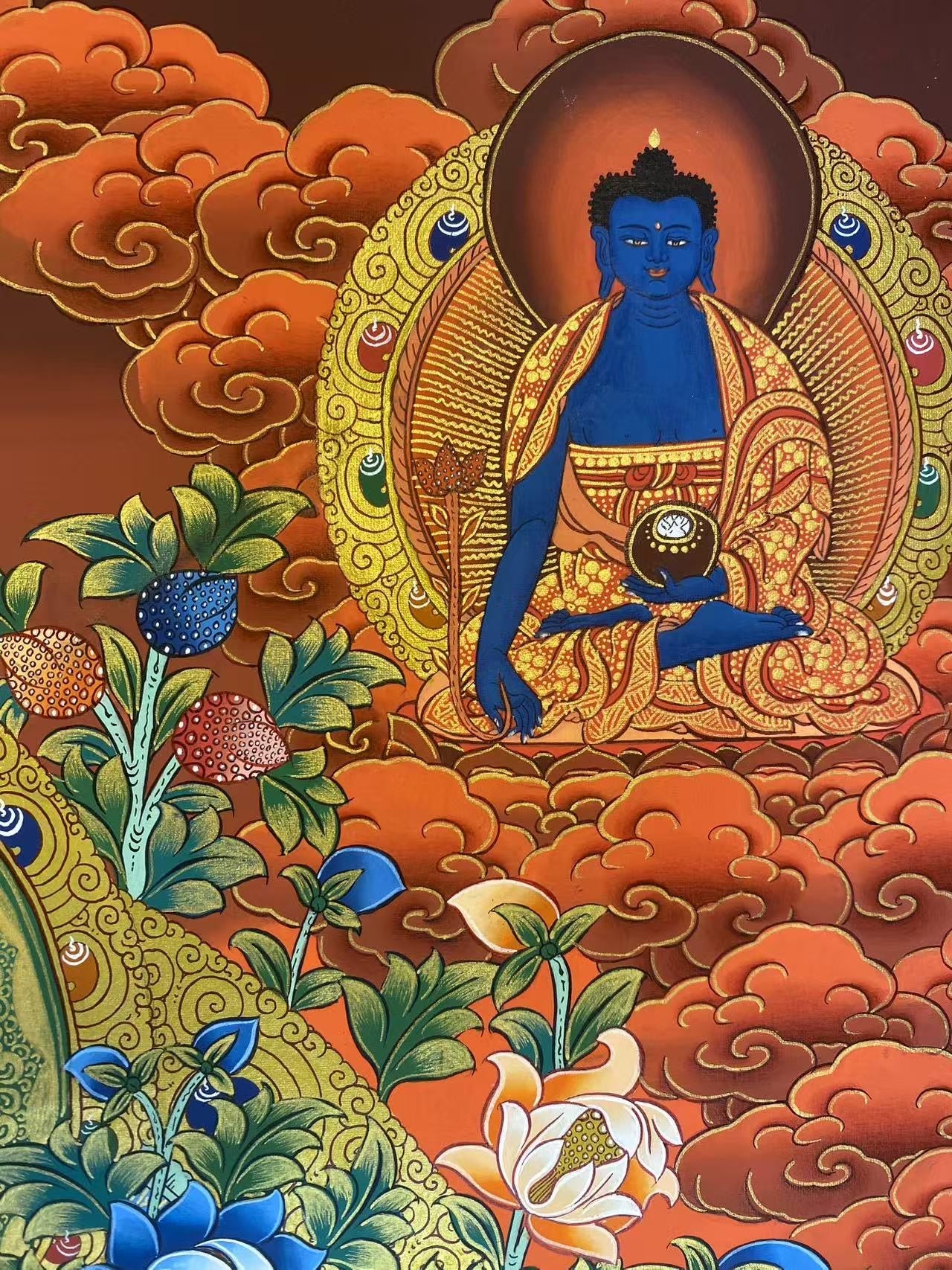 Spiritual Four-Armed Guan Yin Thangka - Tibetan Buddhist Art for Peace and Healing