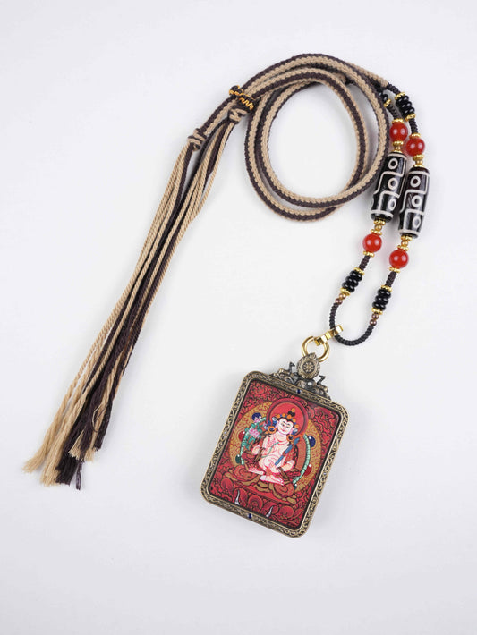 Traditional Tibetan Buddhist Thangka Painting - Guru Rinpoche hand-painted with natural mineral pigments on authentic canvas | Spiritual Art for Home Shrine