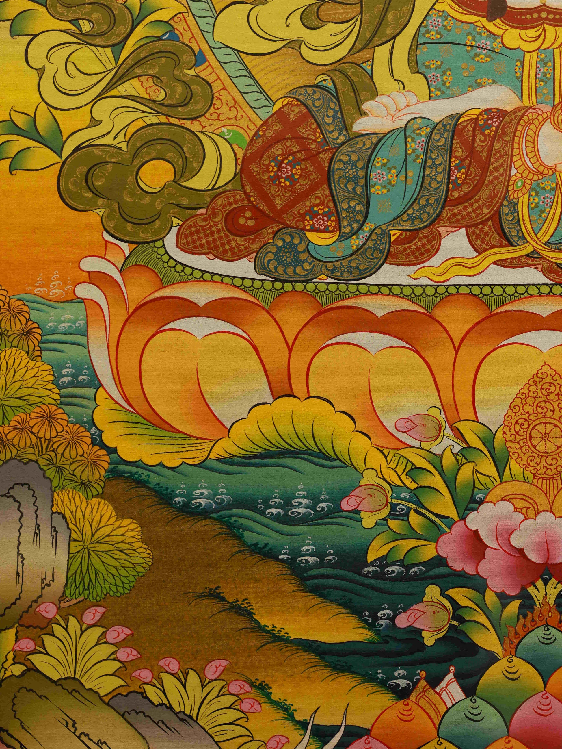 Tibetan Buddhist Dual Deity Thangka Painting - Sacred Compassion Wisdom Art