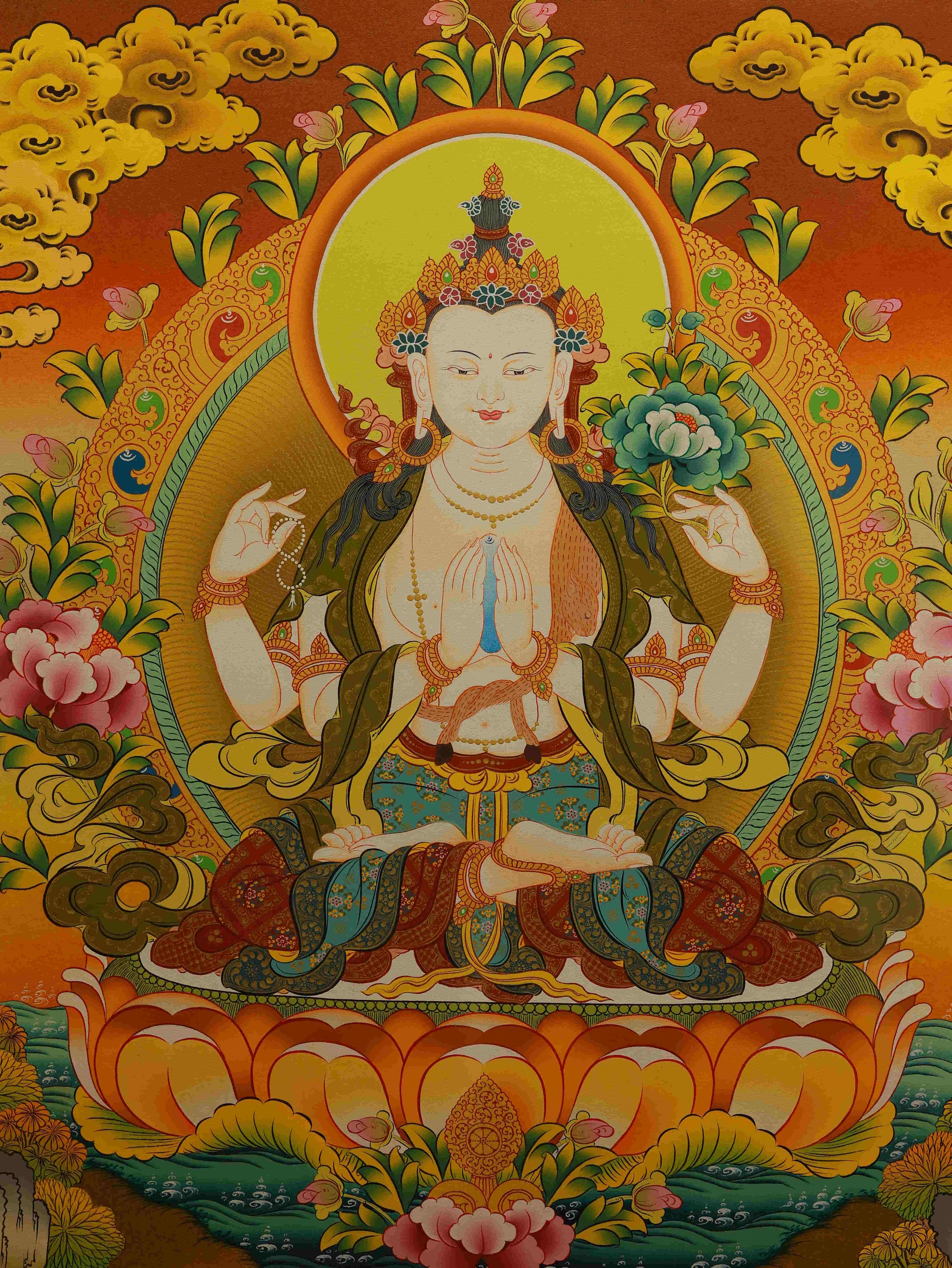  Tibetan Buddhist Thangka Painting - Compassion and Wisdom Union in Buddhist Art