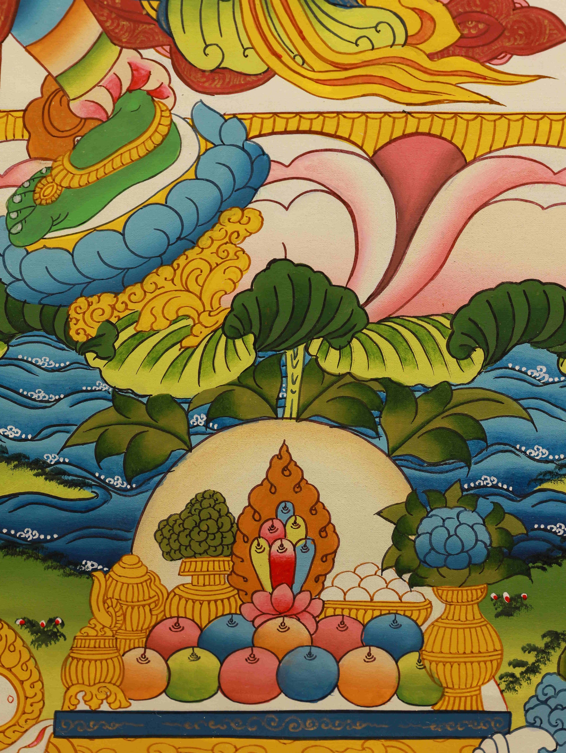 Tibetan Thangka of Green Tara - Handmade with Mineral Colors Art