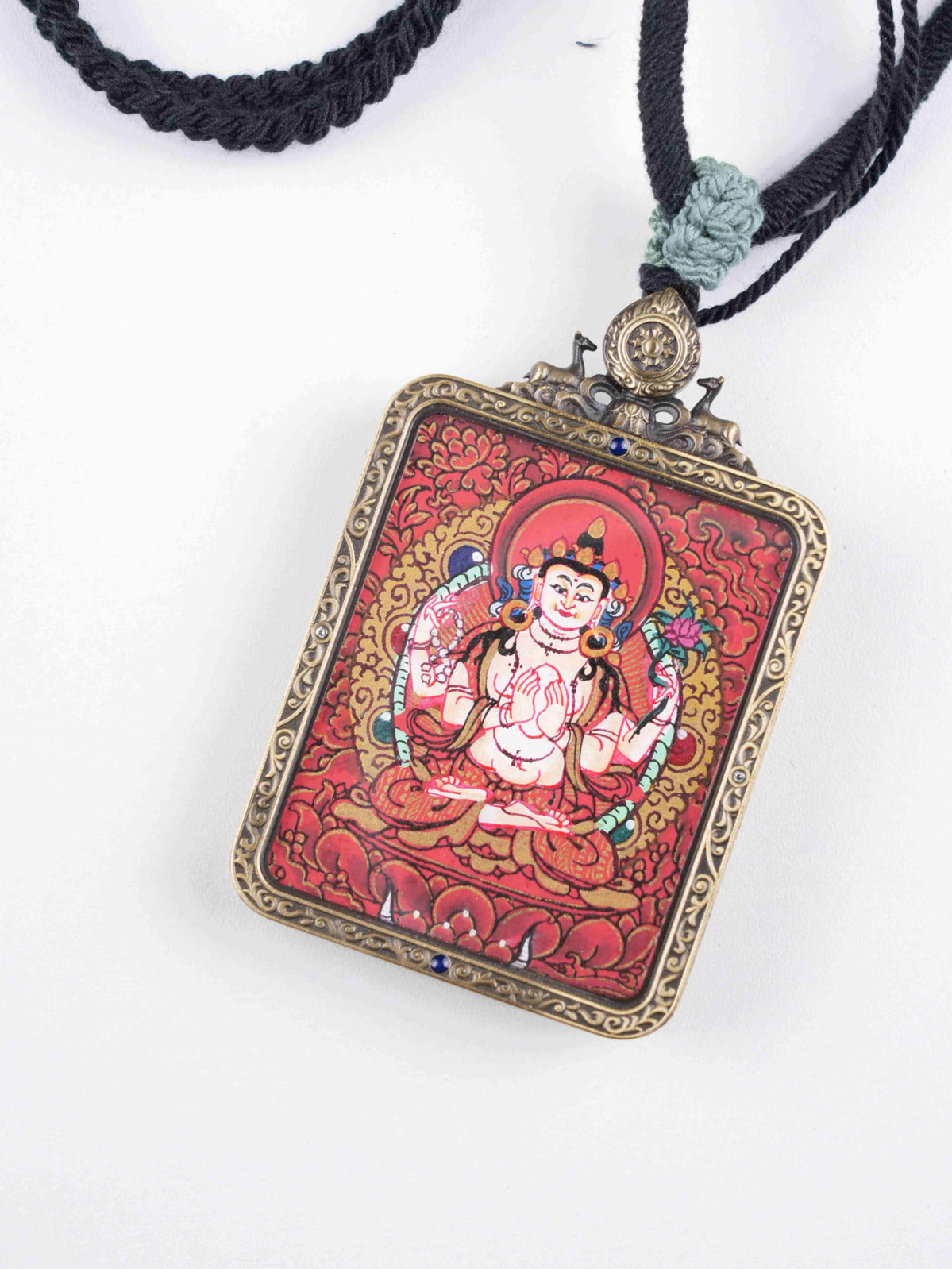 Tibetan Buddhist Thangka Painting of Manjushri with Wisdom Sword, hand-painted with