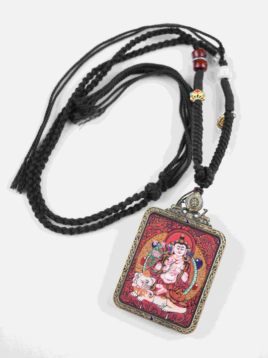 Traditional Tibetan thangka painting on authentic canvas with vibrant natural colors