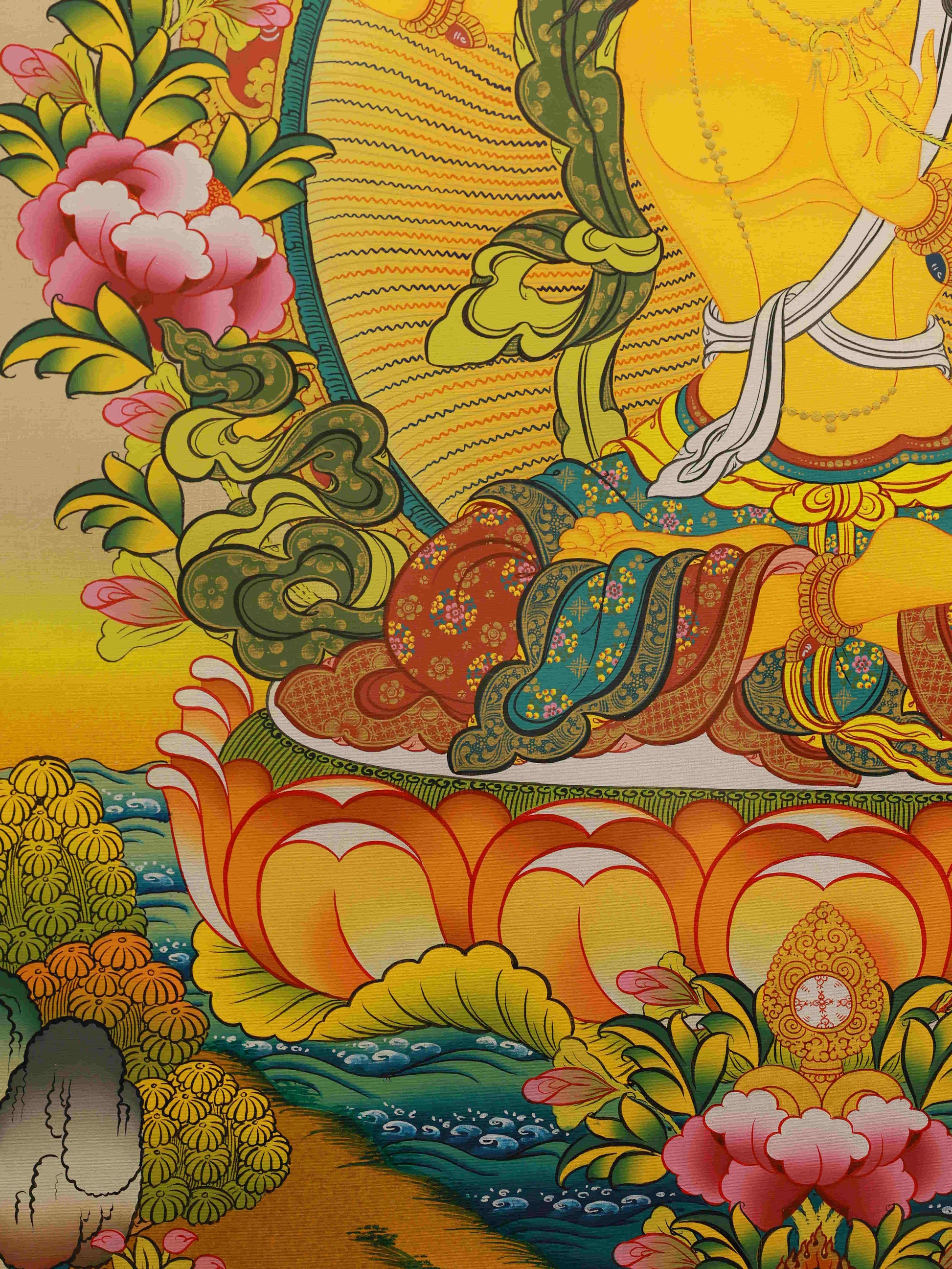 Tibetan Buddhist Manjushri Thangka - Sword of Wisdom Cutting Ignorance