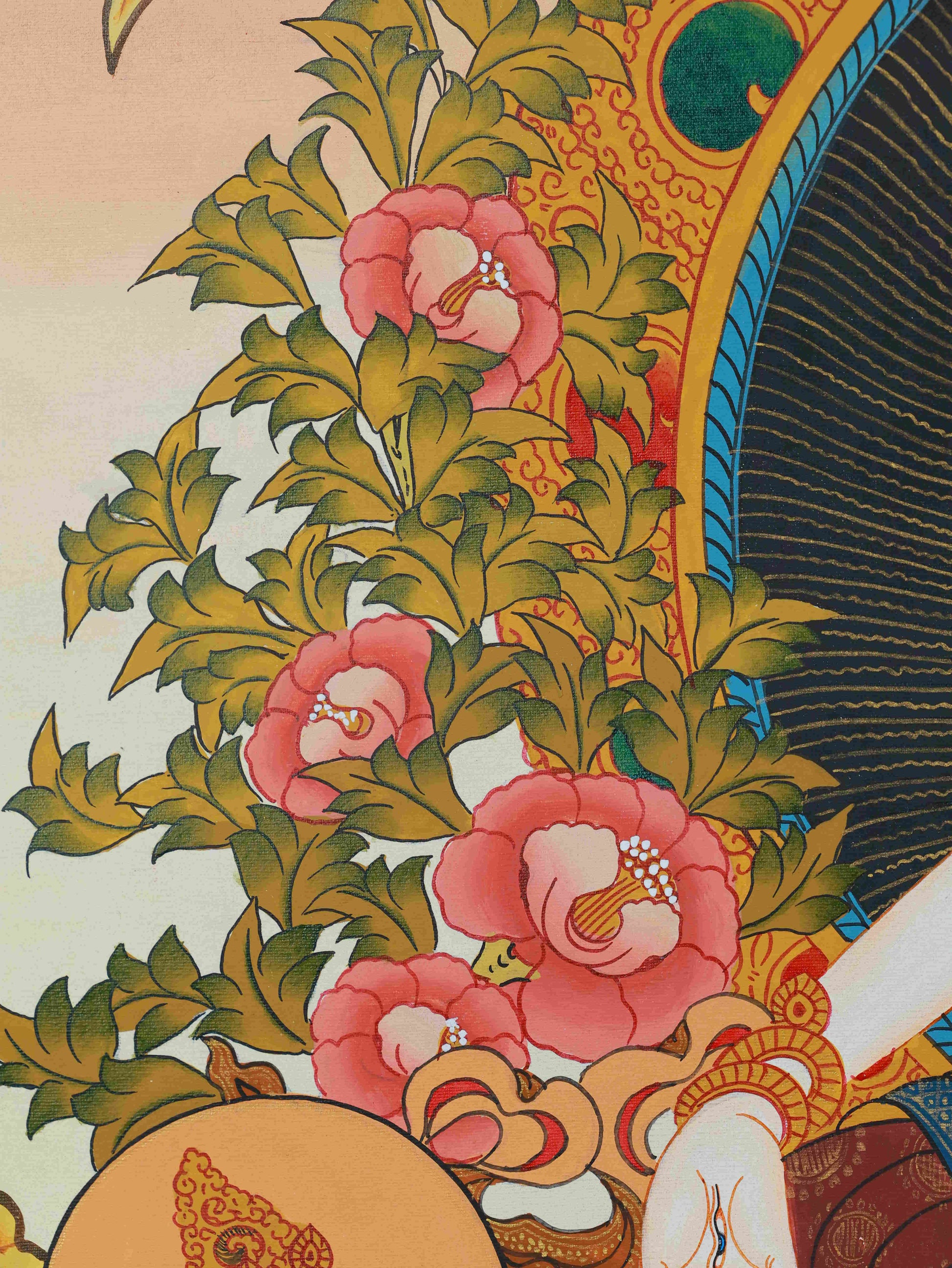 Tibetan Thangka of White Tara - Healing Energy Buddhist Art with Mineral Colors