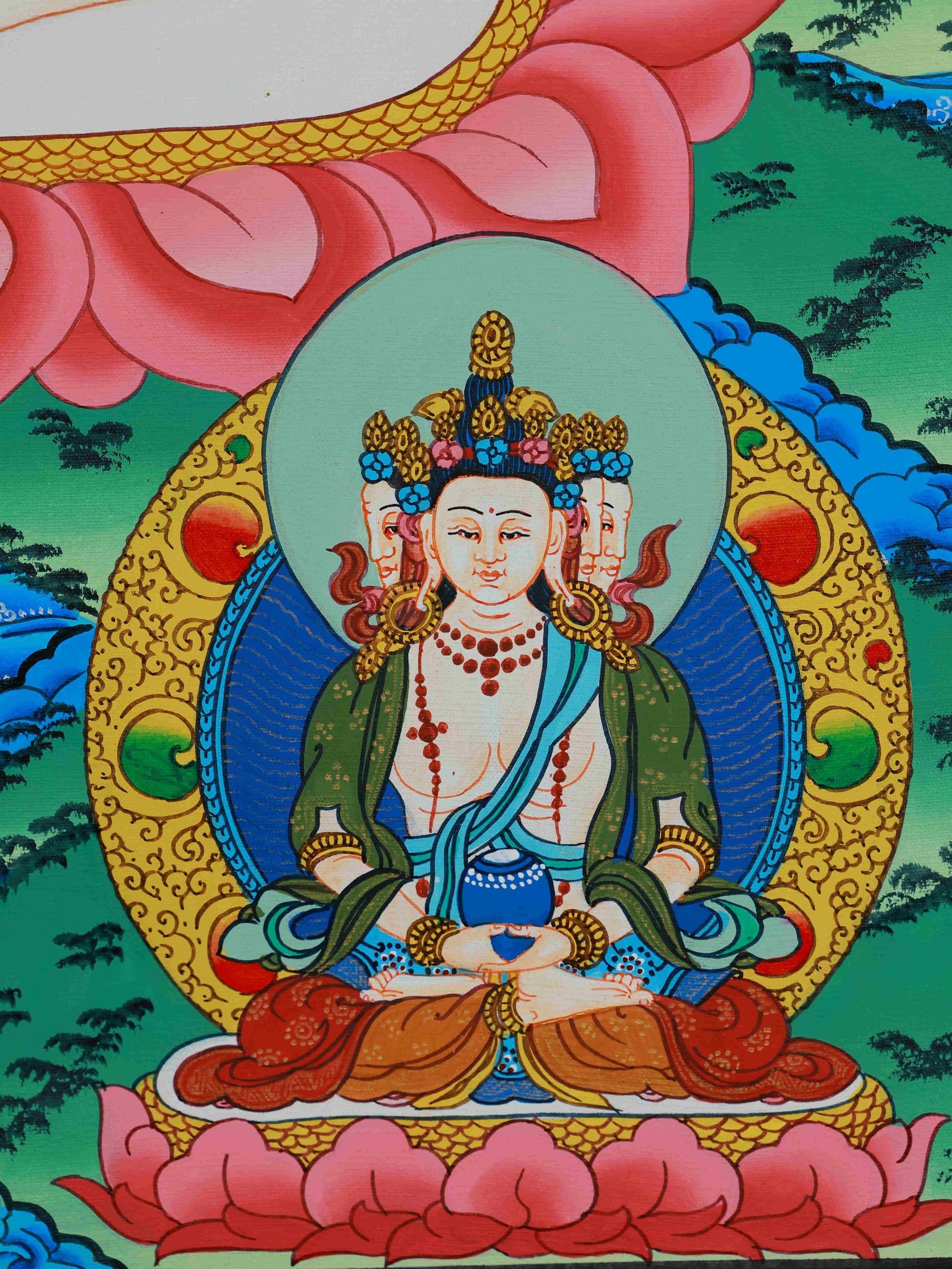 Hand-Painted Tibetan Buddhist White Tara Thangka on Traditional Canvas