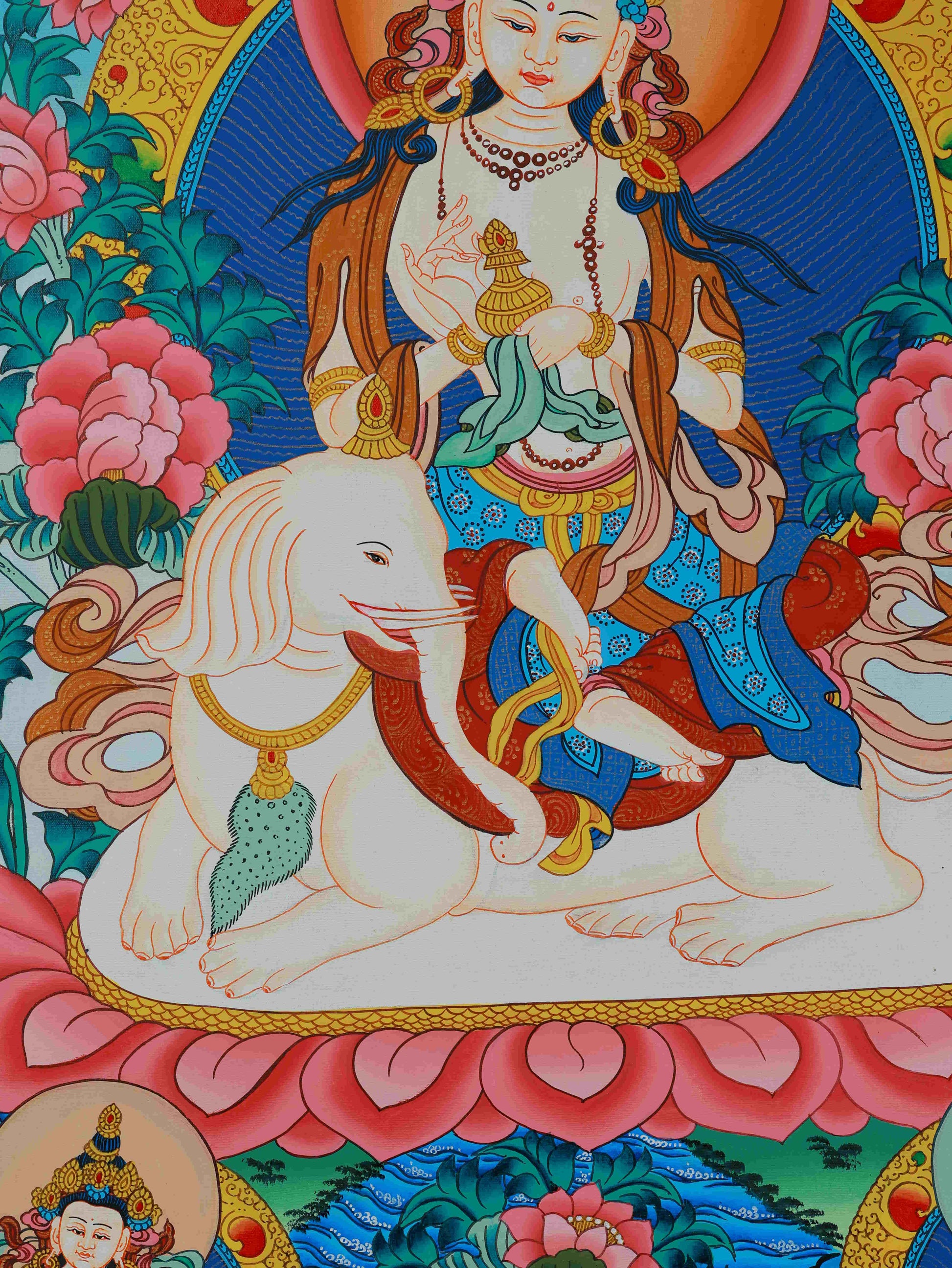 Traditional Tibetan Buddhist Thangka Painting of White Tara