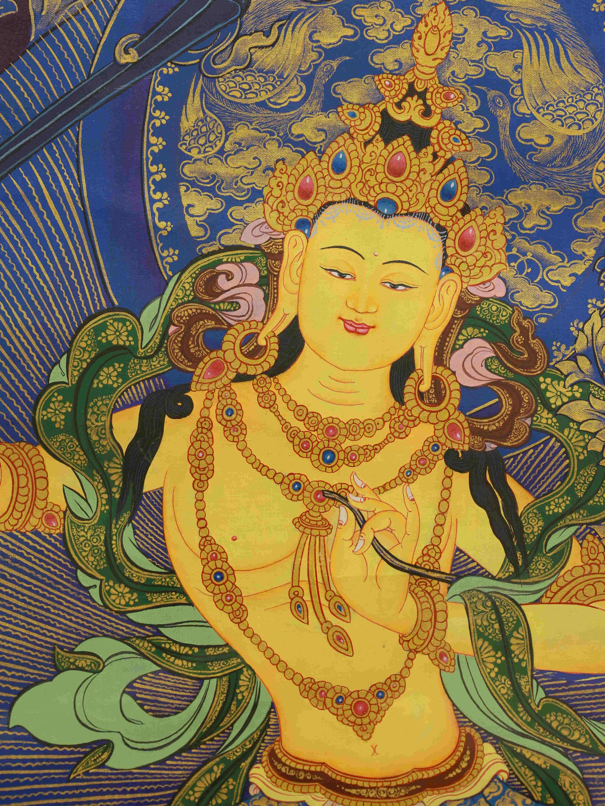 tibetan-buddhist-manjushri-bodhisattva-thangka-handcrafted-buddha-art-canvas