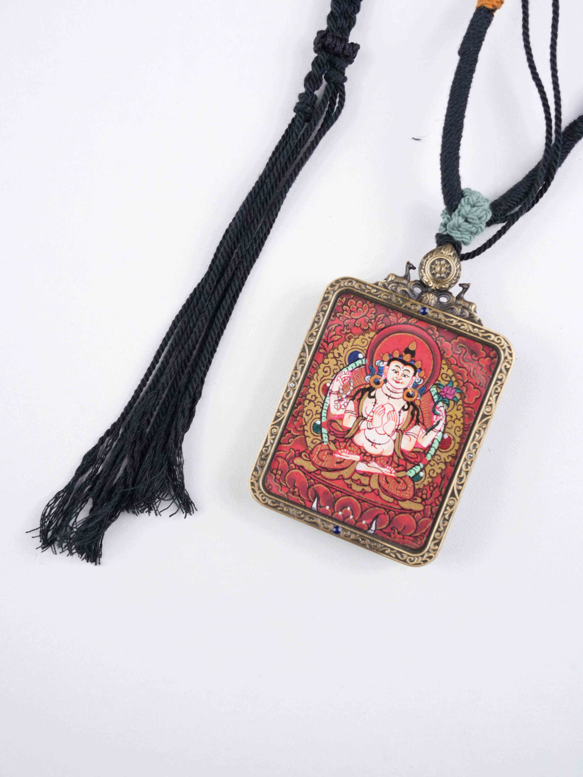 Tibetan Buddhist Thangka Painting - Sacred Mandala Palace diagram, meticulously