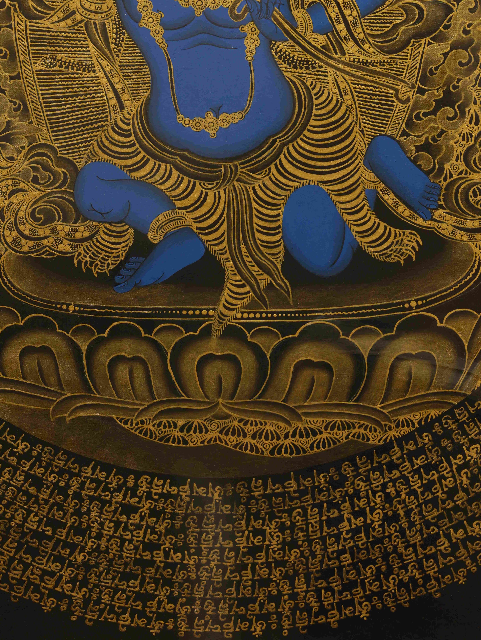 Tantric Tibetan Mahakala Thangka painting symbolizing purification, courage, and transformation.