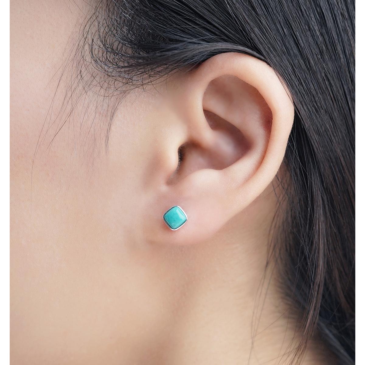 Ethnic Tibetan-Buddhist turquoise earrings with detailed Buddha art design, handcrafted to honor Tibetan tradition.