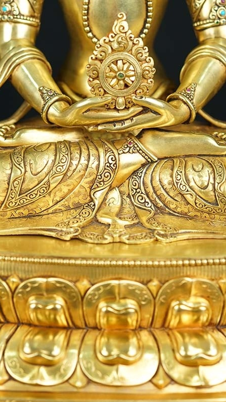 Mahavairocana Buddha statue, handcrafted Tibetan Buddhist statues with gilt finish, refined Buddha Statue-Art symbolizing enlightenment and clarity