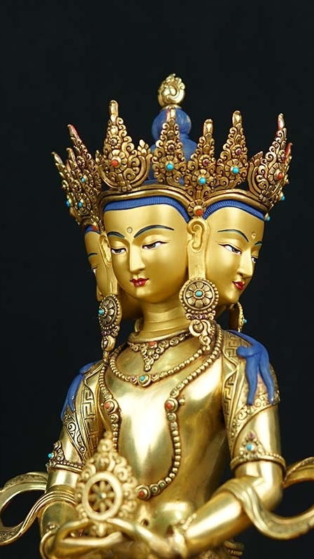Vairocana Buddha art statue, authentic Tibetan Buddhist statues handcrafted with gilt and mineral pigments, Buddha Statue-Art of cosmic wisdom
