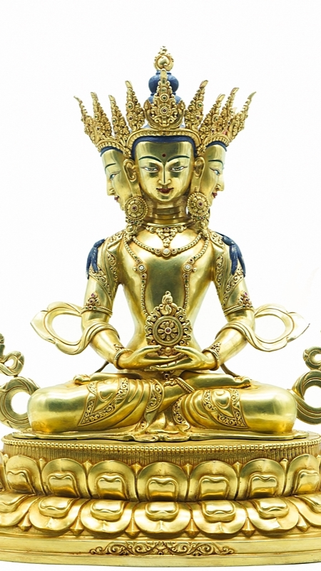 Vairocana Buddha art statue, authentic Tibetan Buddhist statues handcrafted with gilt and mineral pigments, Buddha Statue-Art of cosmic wisdom