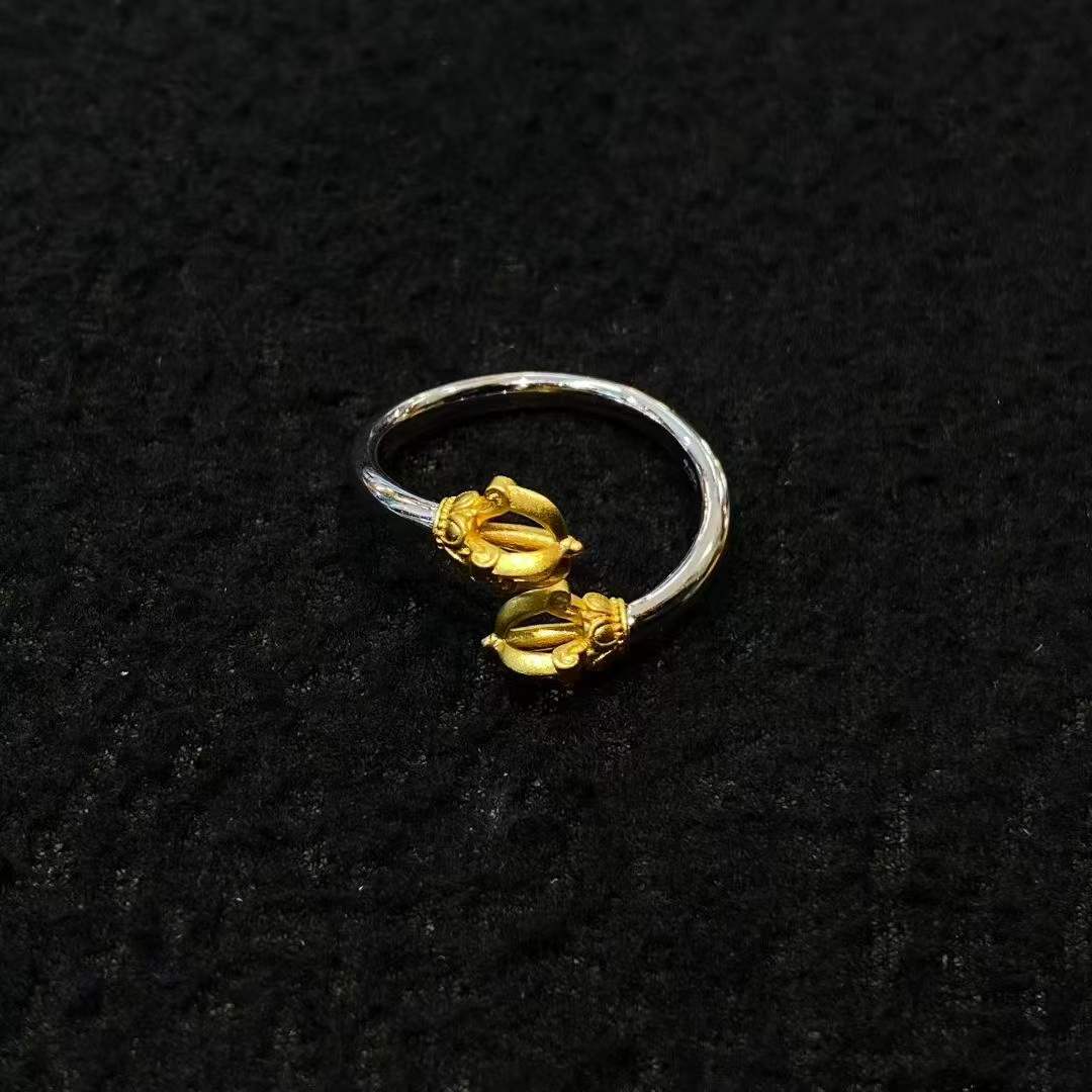 Artisan-crafted Tibetan Buddhist Vajra Dorje ring in sterling silver for spiritual wear.