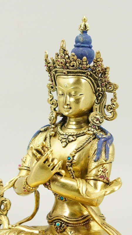 Tibetan Buddhist Vajradhara statue with gilded finish, authentic Tibetan Buddhist statues and refined Buddha Statue-Art for meditation and altar display