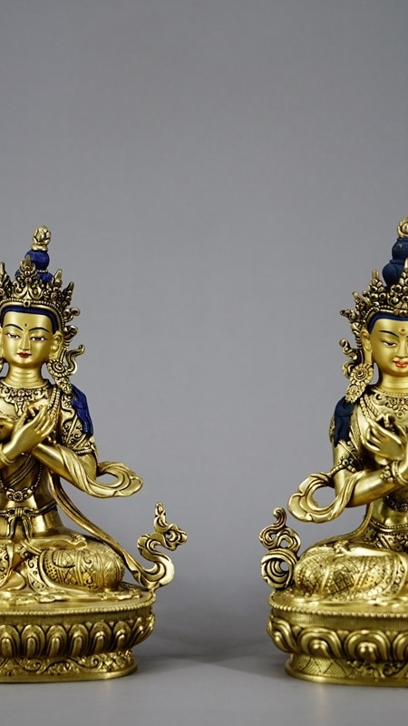 Tibetan Buddhist Vajradhara statue made of gilded copper and mineral pigments, authentic Tibetan Buddhist statues, fine Buddha Statue-Art crafted entirely by hand