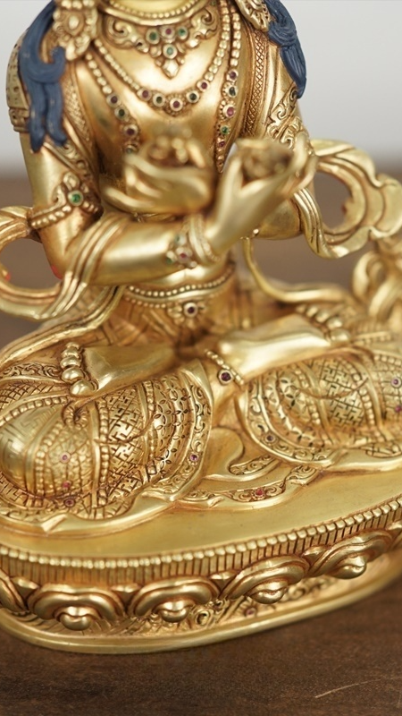 Tibetan-Buddhist Vajrapani Statue – Copper, Handpainted Details