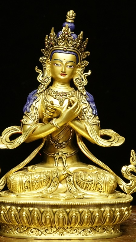 Tibetan Buddhist Vajradhara statue with gilded finish, authentic Tibetan Buddhist statues and Buddha Statue-Art for meditation