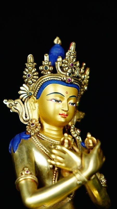 Vajradhara Buddha Statue-Art in Vajrayana tradition, gilded Tibetan Buddhist statues symbolizing wisdom and compassion, fully handmade