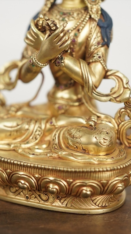 Handmade Vajradhara Buddha Statue-Art, gold gilt Tibetan Buddhist statues crafted with traditional techniques and mineral materials