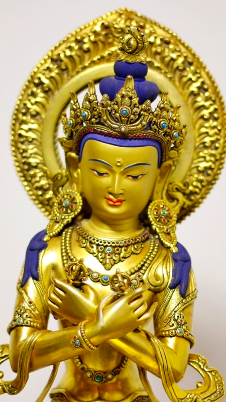 Handmade Vajradhara Buddha Statue-Art painted with natural mineral pigments, refined Tibetan Buddhist statues for meditation practice