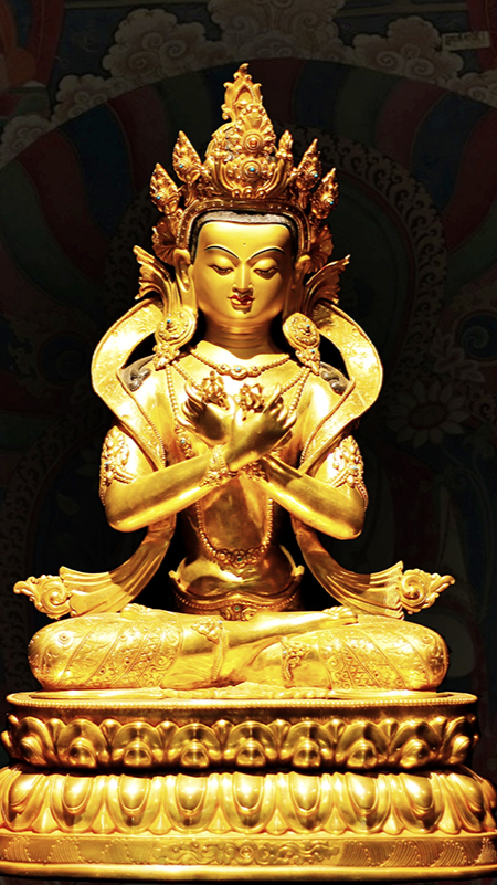 Tibetan-Buddhist Vajrapani Sculpture – Copper with Mineral Paint