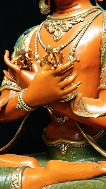 Tibetan Buddhist Vajradhara Dharmakaya Buddha statue, gilded and painted with natural mineral colors, sacred Buddha Statue-Art