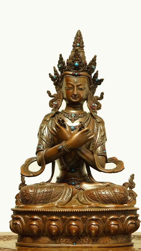 Handmade Vajradhara Buddha Statue-Art in purple copper, authentic Tibetan Buddhist statues crafted with traditional techniques