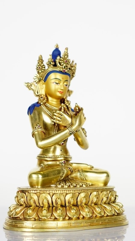 Sacred Vajradhara Tibetan Buddhist statues, handcrafted with gilded surface and mineral materials, refined Buddha Statue-Art for altar display
