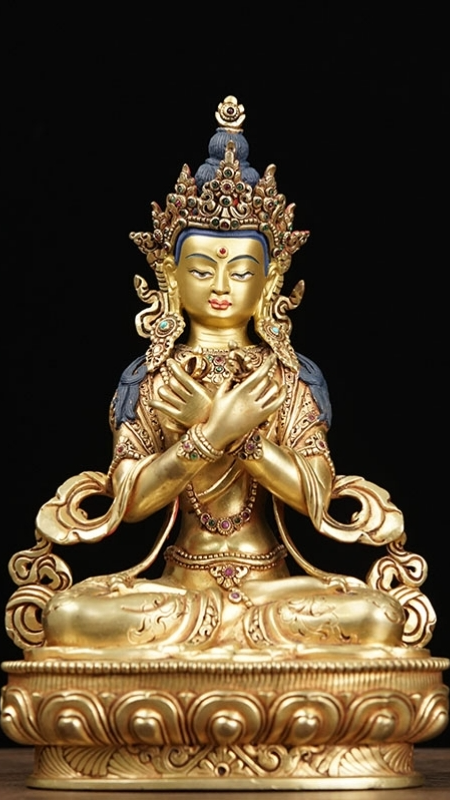 Vajradhara Tibetan Buddhist statues painted with natural mineral pigments, handcrafted Buddha Statue-Art symbolizing Vajrayana wisdom