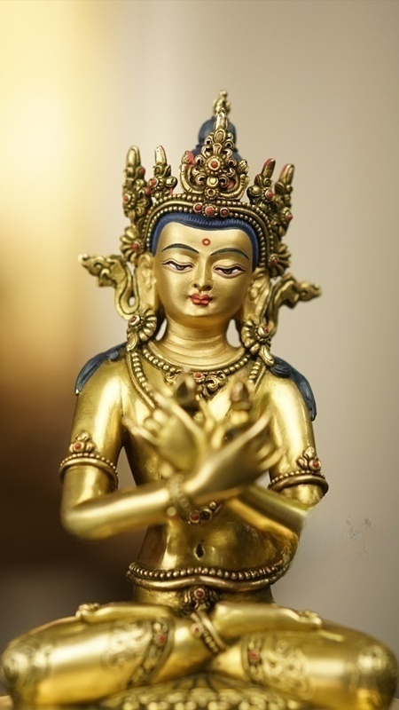 Gilded copper Vajradhara Buddha Statue-Art, Tibetan Buddhist statues handmade with mineral pigments and traditional craftsmanship