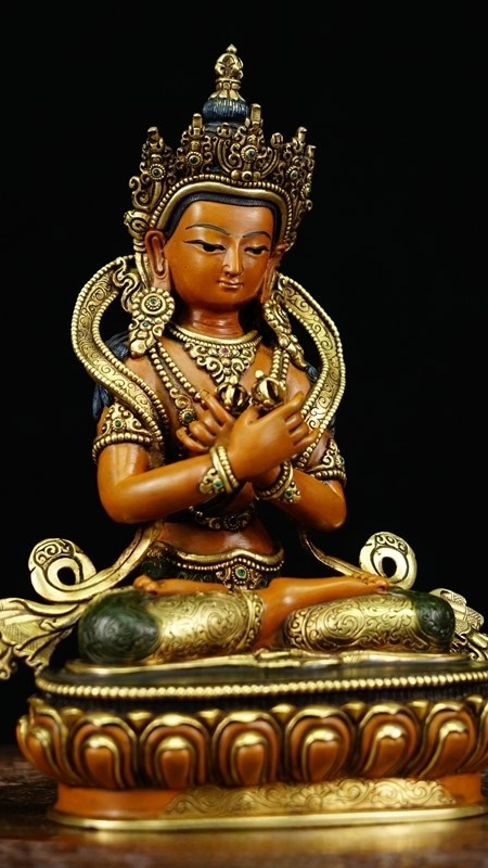 Tibetan Buddhist Vajradhara Dharmakaya Buddha statue, gilded and painted with natural mineral colors, sacred Buddha Statue-Art symbolizing wisdom