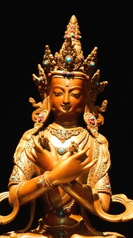 Vajradhara Tibetan Buddhist statues in purple copper painted with mineral pigments, refined Buddha Statue-Art for spiritual practice