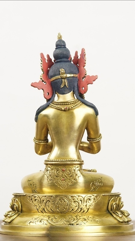 Esoteric Vajradhara Buddha Statue-Art, Tibetan Buddhist statues with gold gilding and mineral pigments, pure handmade sacred sculpture