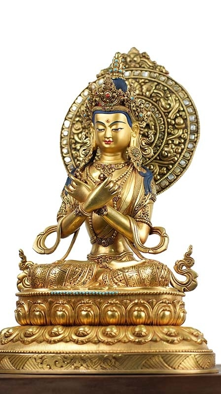 Handmade Vajradhara tantric deity statue in Tibetan Buddhism, crafted with mineral pigments, traditional Tibetan Buddhist statues for practice